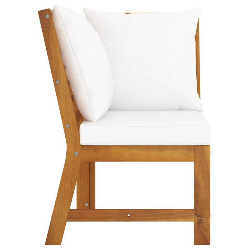 Set divano modulare da esterno 3 pezzi Roma con tavolino, in legno massello di acacia, bianco