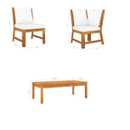 Set divano modulare da esterno 3 pezzi Roma con tavolino, in legno massello di acacia, bianco