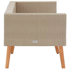 Divano da esterno, rattan beige, cuscini in tessuto grigio, legno marrone, 165 cm