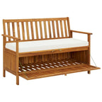 Banc de rangement extérieur Reja, 47 pouces, en bois d'acacia massif marron, blanc