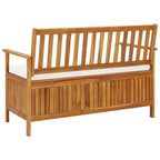 Banc de rangement extérieur Reja, 47 pouces, en bois d'acacia massif marron, blanc