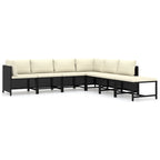 Set divano modulare da esterno Avio 7 pezzi, forma quadrata, polyrattan, nero
