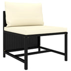 Set divano modulare da esterno Avio 7 pezzi, forma quadrata, polyrattan, nero
