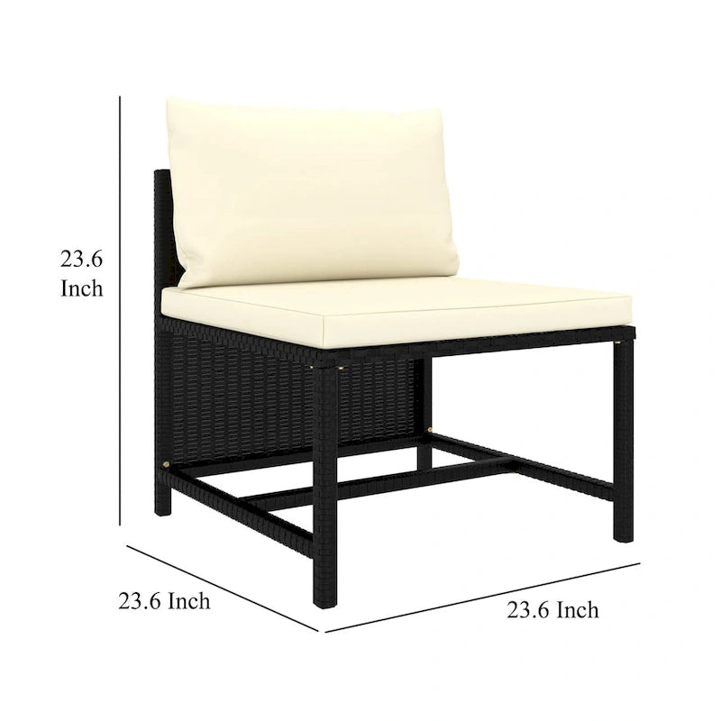 Set divano modulare da esterno Avio 7 pezzi, forma quadrata, polyrattan, nero