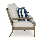 Divano da Esterno Inaya, 4 Cuscini Decorativi, Bianco Crema, Metallo Marrone da 89 Pollici