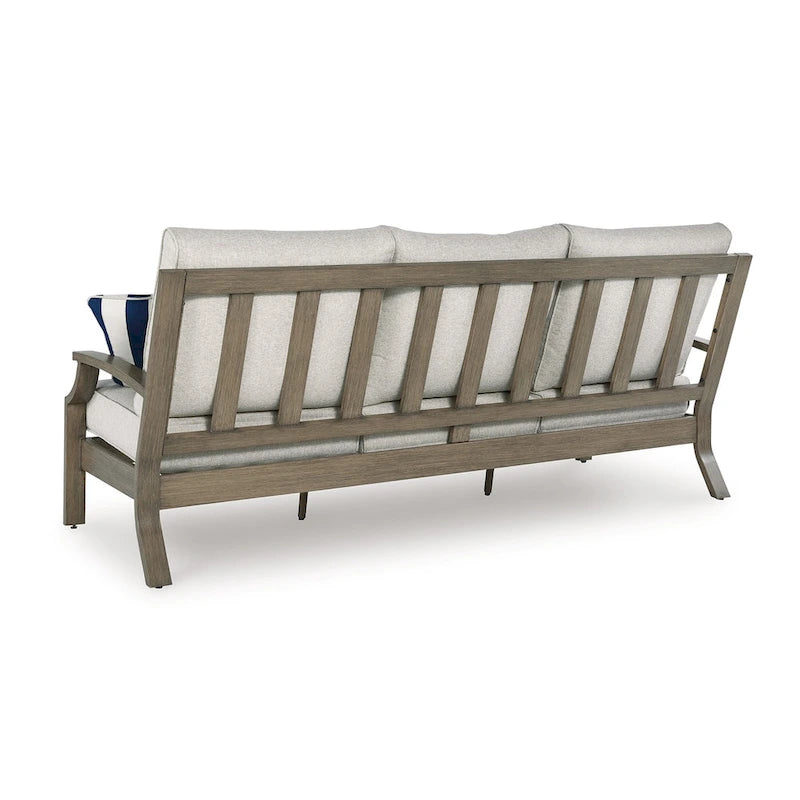 Divano da Esterno Inaya, 4 Cuscini Decorativi, Bianco Crema, Metallo Marrone da 89 Pollici