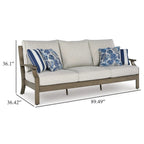 Divano da Esterno Inaya, 4 Cuscini Decorativi, Bianco Crema, Metallo Marrone da 89 Pollici