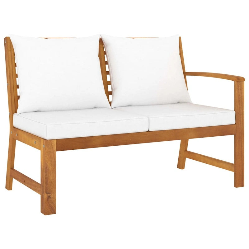 Set Divano Modulare da Esterno 9 Pezzi con Tavolo, Legno di Acacia Massiccio, Bianco