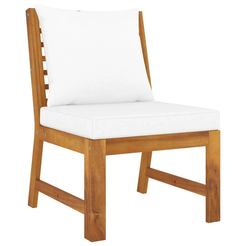 Set Divano Modulare da Esterno 9 Pezzi con Tavolo, Legno di Acacia Massiccio, Bianco