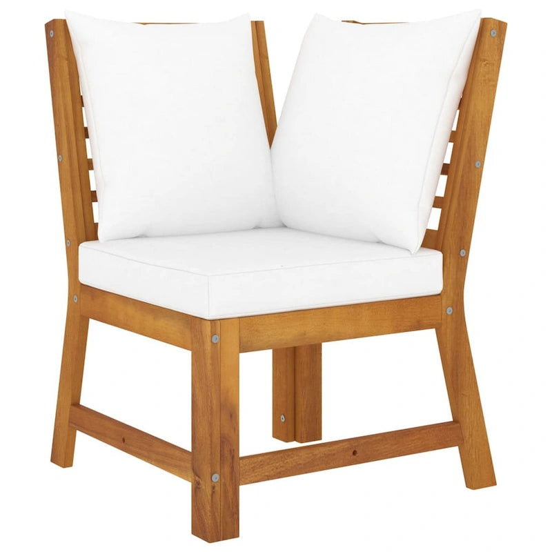 Set Divano Modulare da Esterno 9 Pezzi con Tavolo, Legno di Acacia Massiccio, Bianco