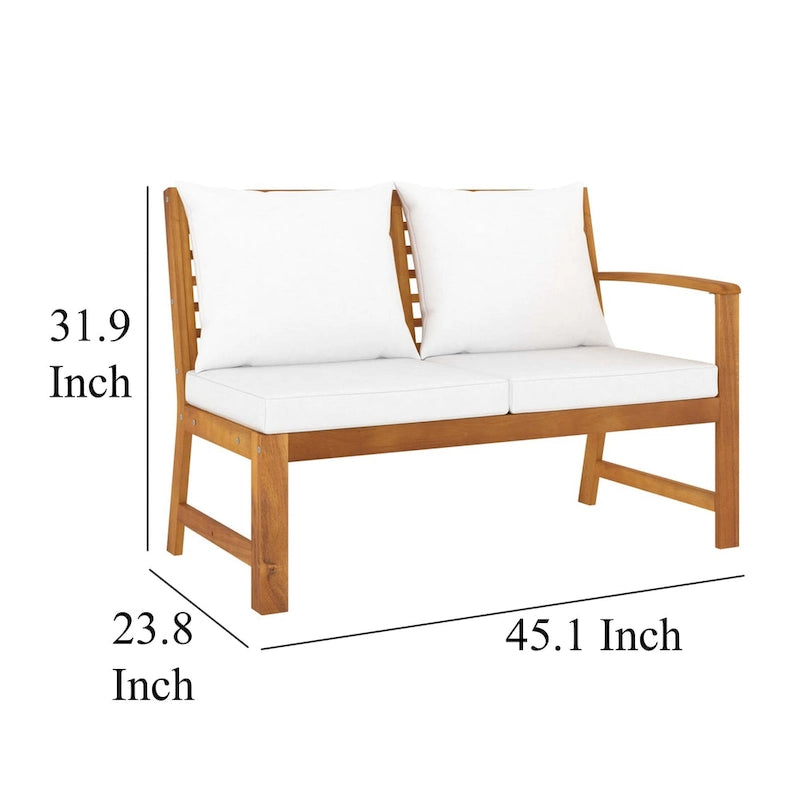 Set Divano Modulare da Esterno 9 Pezzi con Tavolo, Legno di Acacia Massiccio, Bianco