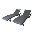 Stela Outdoor Lounge Chaise, Gray Rattan Wicker, Adjustable, 79 Inch