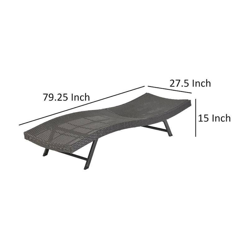 Lettino da salotto per esterni Stela, in rattan grigio, regolabile, 200 cm