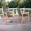Lot de deux fauteuils d'extérieur en bois massif charbon et bois naturel de 23