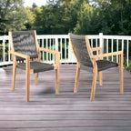 Lot de deux fauteuils d'extérieur en bois massif charbon et bois naturel de 23