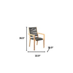 Lot de deux fauteuils d'extérieur en bois massif charbon et bois naturel de 23