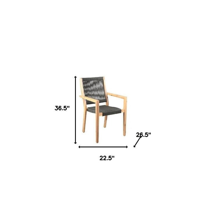 Lot de deux fauteuils d'extérieur en bois massif charbon et bois naturel de 23
