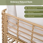 Set di mobili da esterno 7 pezzi, set divano componibile in rattan resistente alle intemperie con cuscini spessi e cuscini decorativi, tavolino rotondo