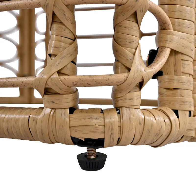 Set di mobili da esterno 7 pezzi, set divano componibile in rattan resistente alle intemperie con cuscini spessi e cuscini decorativi, tavolino rotondo