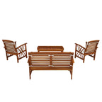 Set da conversazione per esterni Jubil in acacia a 4 pezzi con cuscini beige