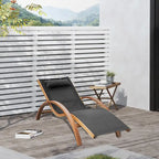 Outsunny Sdraio da Esterno in Legno con Cuscino, Braccioli, Rete Traspirante per Patio, Terrazza e Piscina