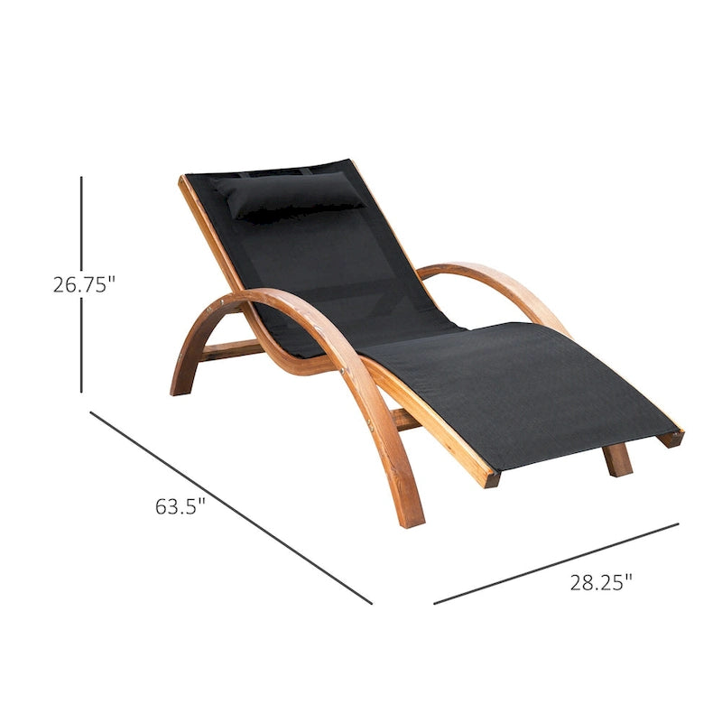Outsunny Sdraio da Esterno in Legno con Cuscino, Braccioli, Rete Traspirante per Patio, Terrazza e Piscina