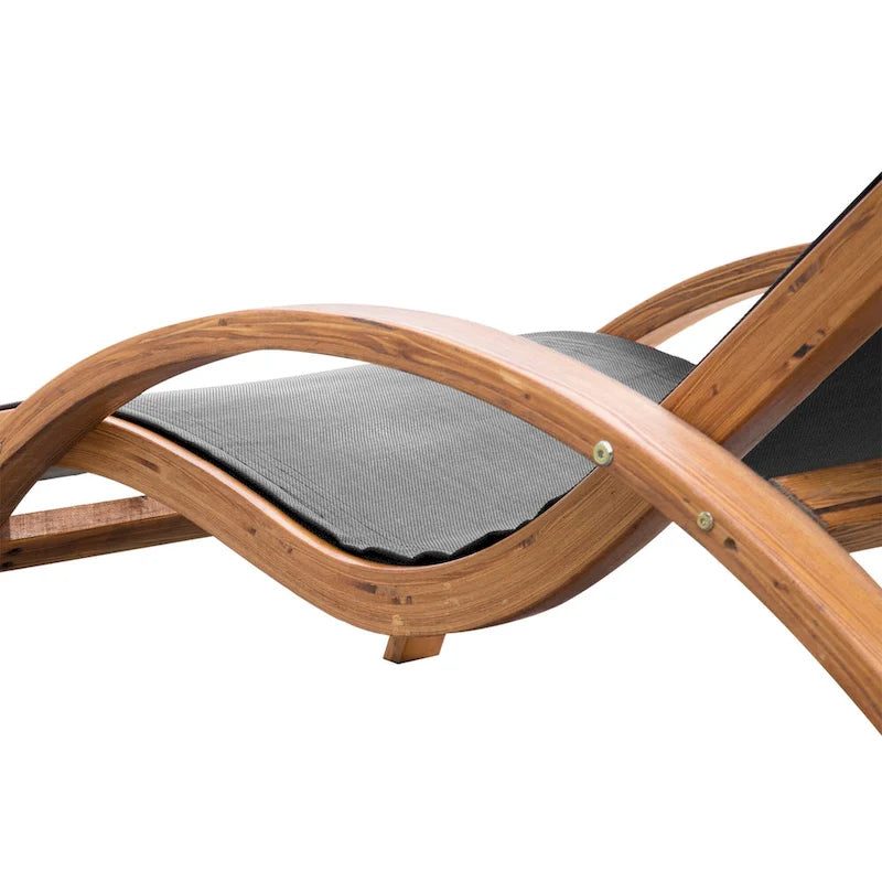 Outsunny Sdraio da Esterno in Legno con Cuscino, Braccioli, Rete Traspirante per Patio, Terrazza e Piscina