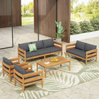 Christopher Knight Home – Ensemble de conversation d'extérieur 5 pièces en bois d'acacia courbé Avery