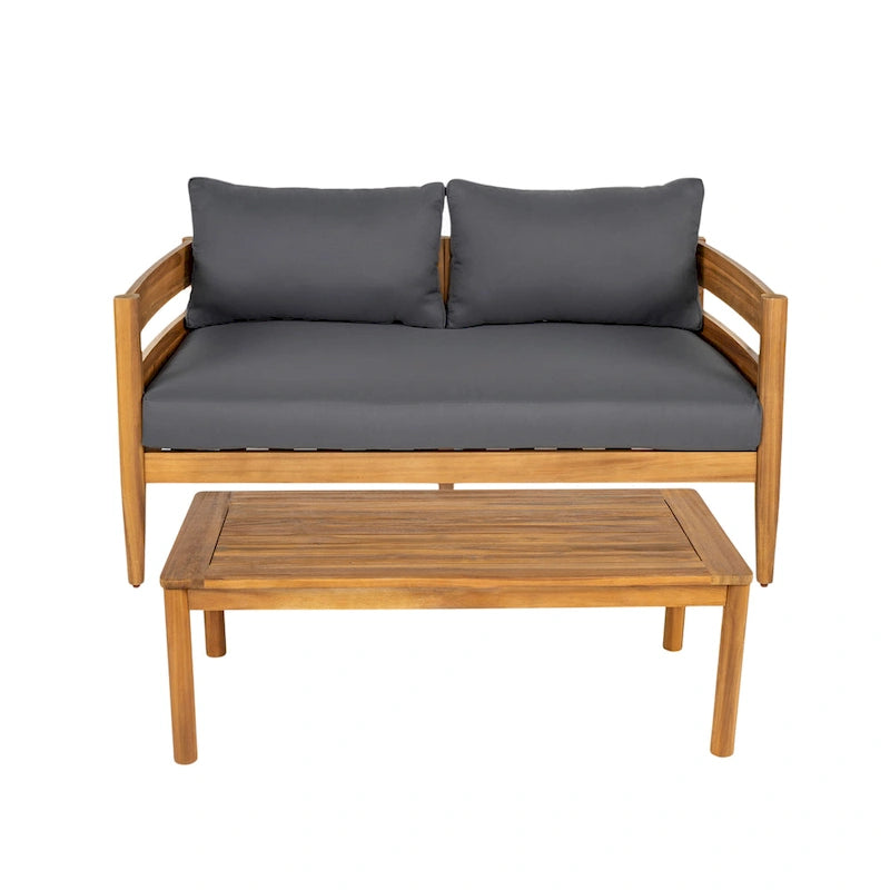 Christopher Knight Home – Ensemble de conversation d'extérieur 5 pièces en bois d'acacia courbé Avery