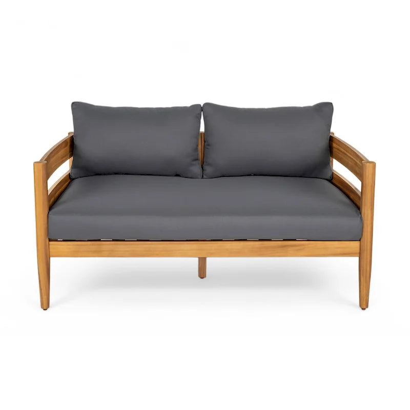 Christopher Knight Home – Ensemble de conversation d'extérieur 5 pièces en bois d'acacia courbé Avery