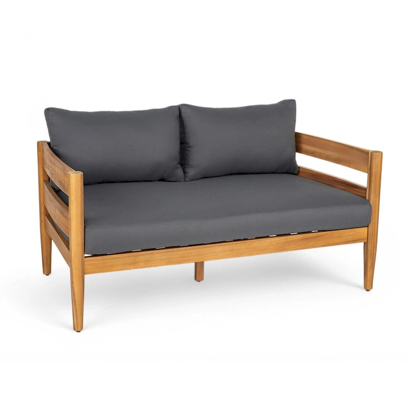 Christopher Knight Home – Ensemble de conversation d'extérieur 5 pièces en bois d'acacia courbé Avery