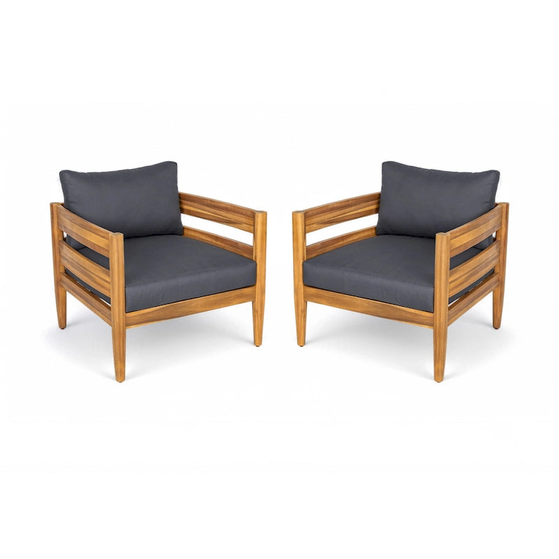 Christopher Knight Home – Ensemble de conversation d'extérieur 5 pièces en bois d'acacia courbé Avery