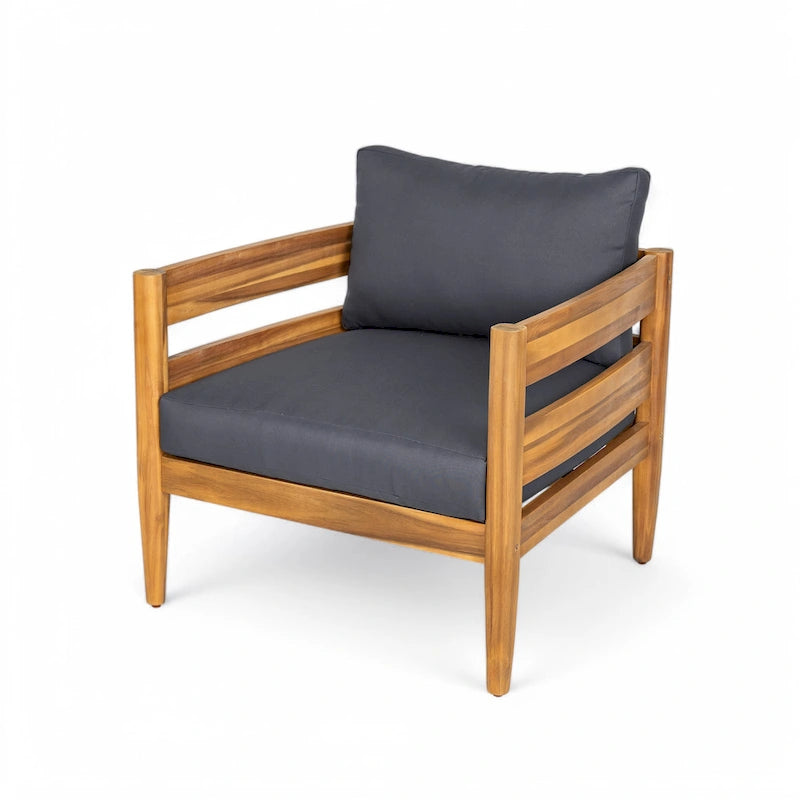 Christopher Knight Home – Ensemble de conversation d'extérieur 5 pièces en bois d'acacia courbé Avery