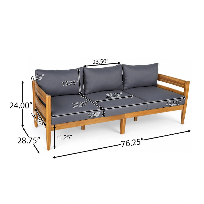 Christopher Knight Home – Ensemble de conversation d'extérieur 5 pièces en bois d'acacia courbé Avery