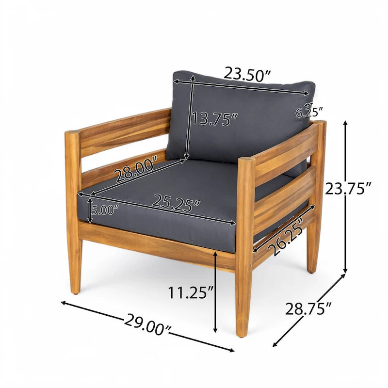 Christopher Knight Home – Ensemble de conversation d'extérieur 5 pièces en bois d'acacia courbé Avery