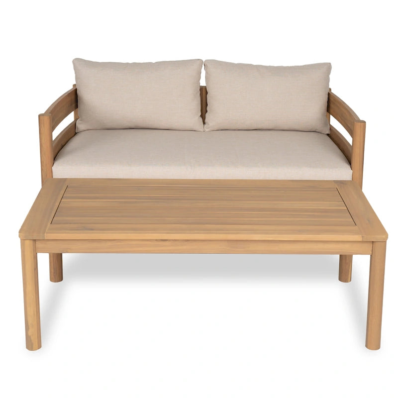 Christopher Knight Home – Ensemble de conversation d'extérieur 5 pièces en bois d'acacia courbé Avery