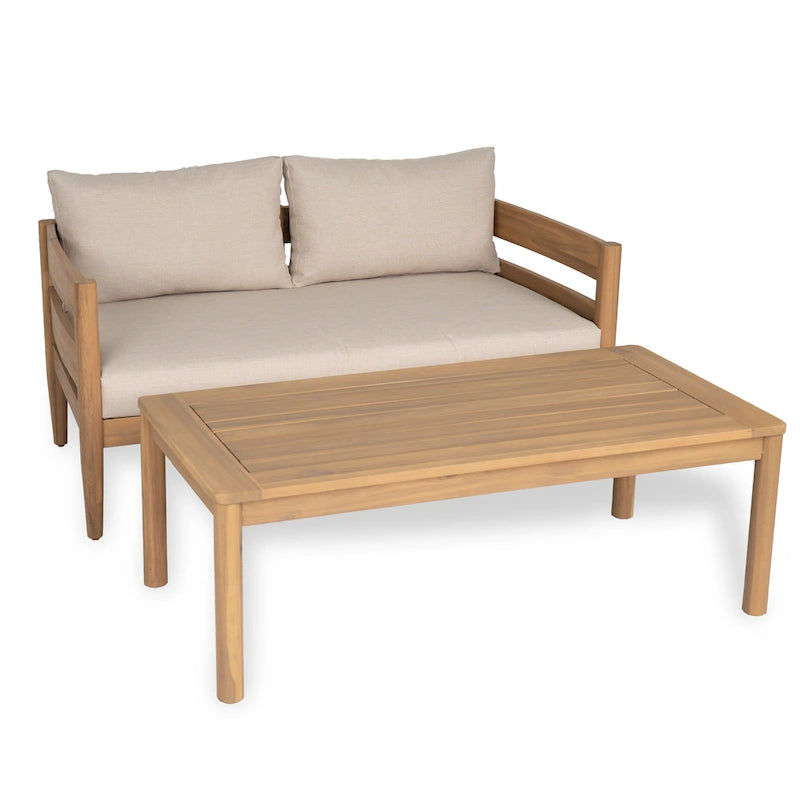 Christopher Knight Home – Ensemble de conversation d'extérieur 5 pièces en bois d'acacia courbé Avery