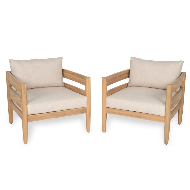 Christopher Knight Home – Ensemble de conversation d'extérieur 5 pièces en bois d'acacia courbé Avery