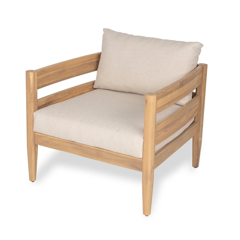 Christopher Knight Home – Ensemble de conversation d'extérieur 5 pièces en bois d'acacia courbé Avery