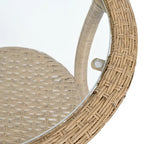 Set da 3 pezzi per esterno, set bistro da patio, set da conversazione include 2 sedie singole in rattan e un tavolino rotondo in vetro