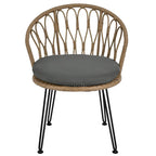 Set da 3 pezzi per esterno, set bistro da patio, set da conversazione include 2 sedie singole in rattan e un tavolino rotondo in vetro