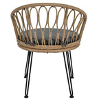 Set da 3 pezzi per esterno, set bistro da patio, set da conversazione include 2 sedie singole in rattan e un tavolino rotondo in vetro