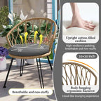 Set da 3 pezzi per esterno, set bistro da patio, set da conversazione include 2 sedie singole in rattan e un tavolino rotondo in vetro