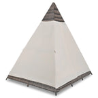 Lettino a tenda triangolare in vimini per esterni da 90,5" con cuscini colorati e tenda