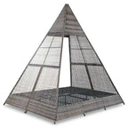 Lettino a tenda triangolare in vimini per esterni da 90,5" con cuscini colorati e tenda