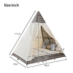 Lettino a tenda triangolare in vimini per esterni da 90,5" con cuscini colorati e tenda