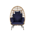 Fauteuil œuf en rotin surdimensionné d'extérieur 2 pièces avec pouf