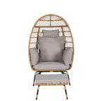 Fauteuil œuf en rotin surdimensionné d'extérieur 2 pièces avec pouf