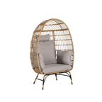 Fauteuil œuf en rotin surdimensionné d'extérieur 2 pièces avec pouf