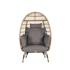 Fauteuil œuf en rotin surdimensionné d'extérieur 2 pièces avec pouf